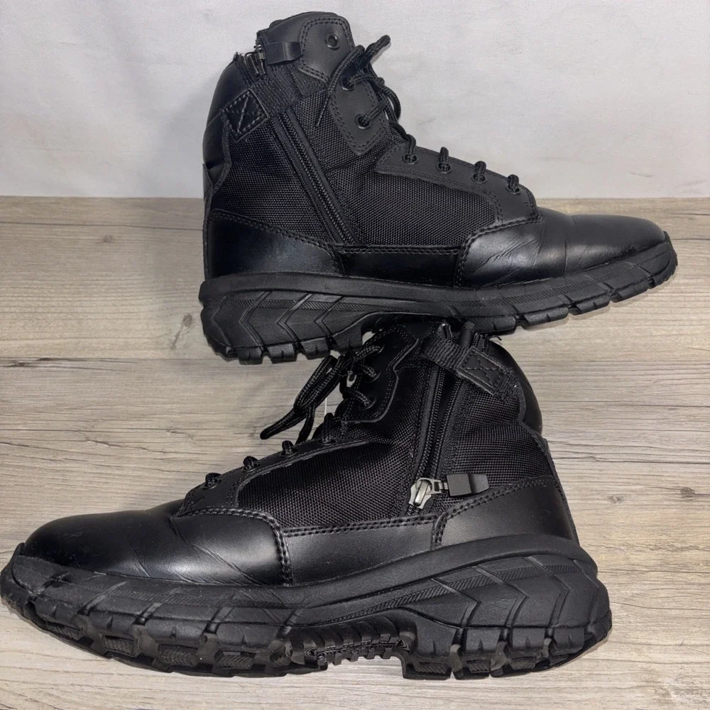 Interceptor Mens 9.5 Black Combat Boots Anti-Fatigue Lace & Zip No Insoles